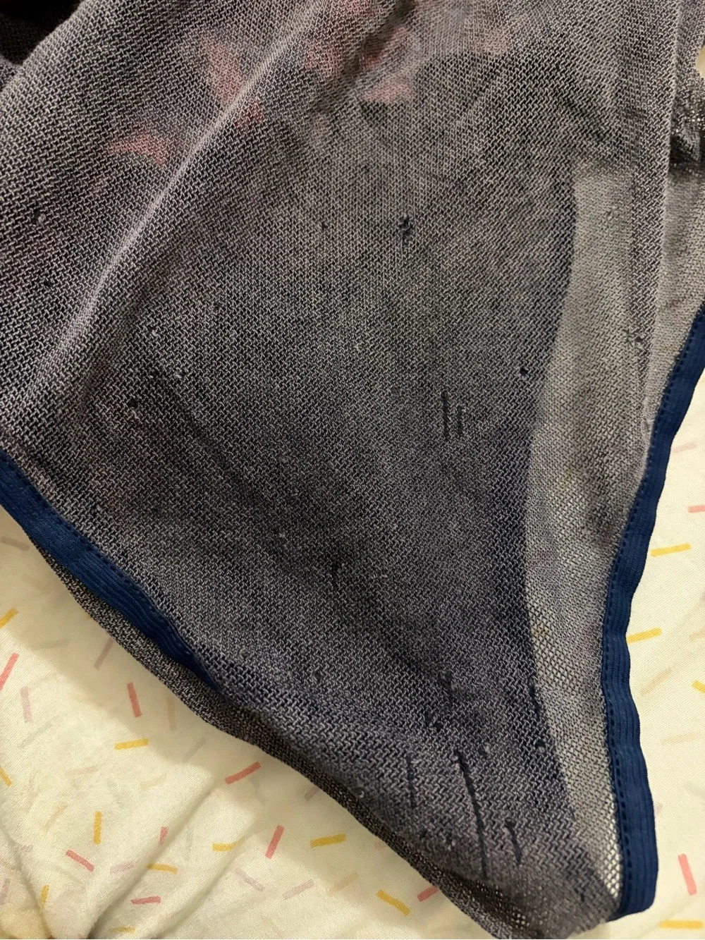 Vilebrequin Navy Swim Trunks with Pink and Orange Pattern